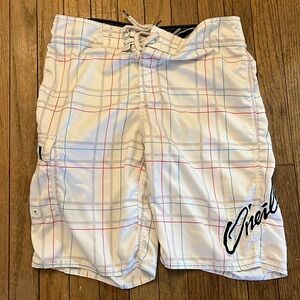 O’Neil checkered swim trunks